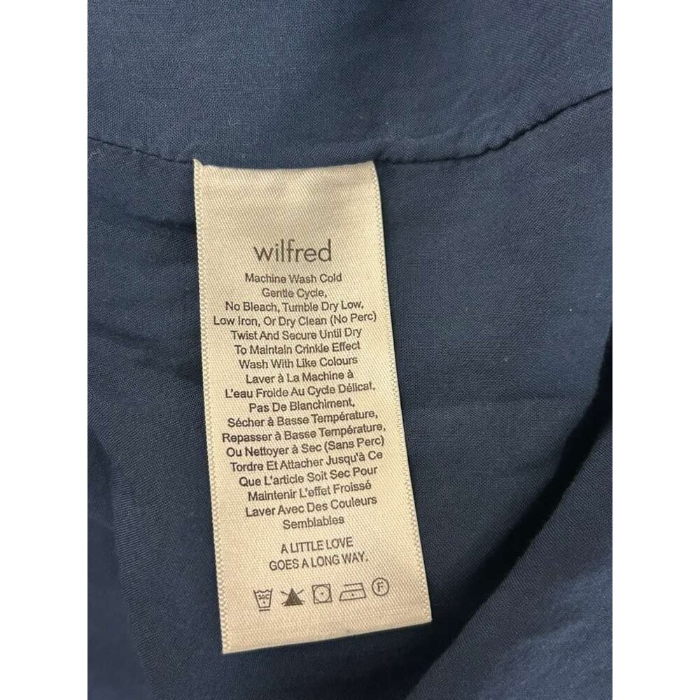 Aritzia Wilfred Women's Small Dress Navy Blue Off the Shoulder Ruffle Retail - Picture 10 of 10
